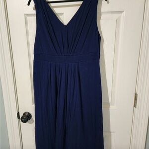 Roz & Ali Blue Pleated Midi Sundress V-Neck Sleeveless